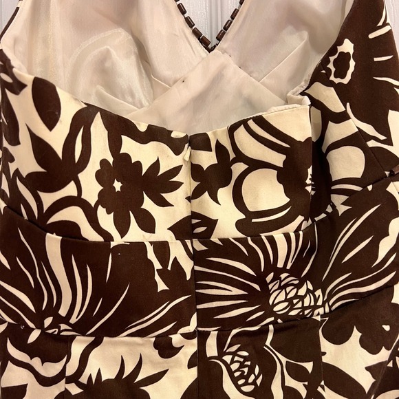 VNTG Donna Ricco Y2K Brown and Cream Floral‎ Halter Mini Dress - Picture 7 of 9
